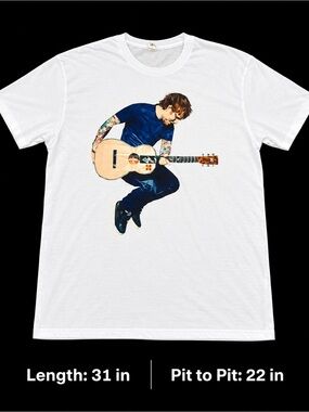 Rock Me Apparel Ed Sheeran Mosaic Guitar Graphic Tee XL White